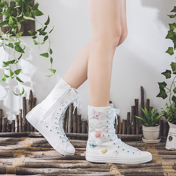 2020 autumn new short tube boots women front lace-up side zipper canvas shoes fashion flower casual shoes in tube women's, Black
2020 autumn new short tube boots women front lace-up side zipper canvas shoes fashion flower casual shoes in tube women's, Black