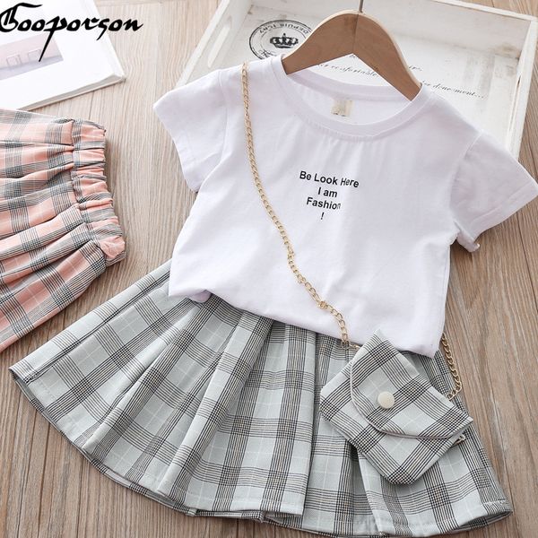 summer kids clothes letter shirt&plaid skirt with bag cute little girls clothing set fashion korean toddler girl outfits, White
summer kids clothes letter shirt&plaid skirt with bag cute little girls clothing set fashion korean toddler girl outfits, White