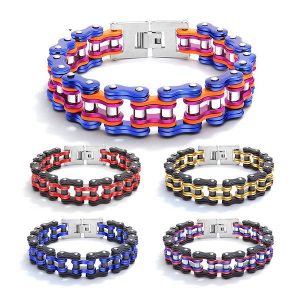 link, chain european american cycling bracelet 5 colors titanium steel personality men's motorcycle tide accessories, Black
link, chain european american cycling bracelet 5 colors titanium steel personality men's motorcycle tide accessories, Black