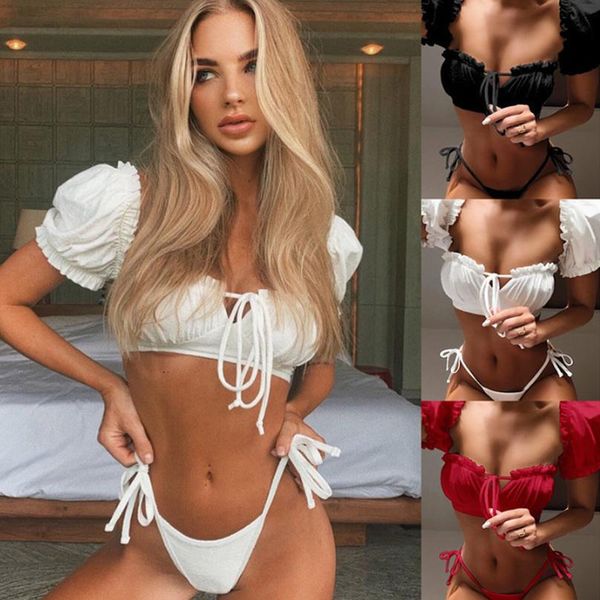 bikini white swimsuit 2020 ruffle string swimwear women push up bandeau bathing suit red swimming biquini, White;black
bikini white swimsuit 2020 ruffle string swimwear women push up bandeau bathing suit red swimming biquini, White;black