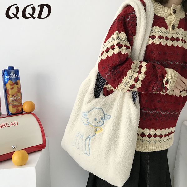 women lamb like fabric shoulder bag simple canvas handbag tote large capacity embroidery shopping bag cute book bags for girls
women lamb like fabric shoulder bag simple canvas handbag tote large capacity embroidery shopping bag cute book bags for girls