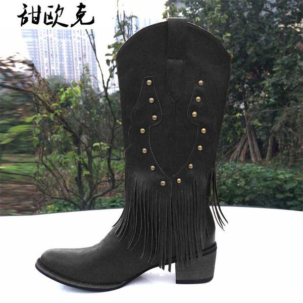 2020 women's rivet high boots winter vintage cowboy long tube tassel boot women square heel long tube boot women round toe boots, Black
2020 women's rivet high boots winter vintage cowboy long tube tassel boot women square heel long tube boot women round toe boots, Black