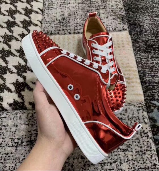 men and women rivet genuine leather sneakers low cut suede spike red bottom party wedding patent leather shoes size 35-46, Black
men and women rivet genuine leather sneakers low cut suede spike red bottom party wedding patent leather shoes size 35-46, Black