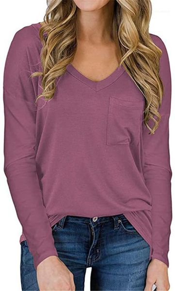 color tees fashion loose cacual female clothes womens designer tshirt long sleeved pocket v neck solid, White
color tees fashion loose cacual female clothes womens designer tshirt long sleeved pocket v neck solid, White