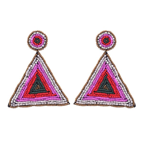 sehuoran 2020 new aretes drop earrings women boho handmade beads hanging earrings girl triangle statement jewelry gift wholesale, Silver