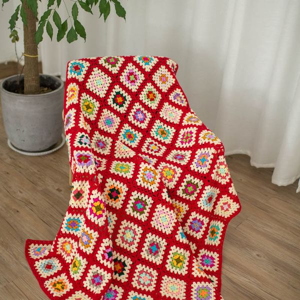 colorful handmade hook flowers cotton lace chic crocheted red blanket / many uses table cloth / unique gifts grandmother memory
colorful handmade hook flowers cotton lace chic crocheted red blanket / many uses table cloth / unique gifts grandmother memory