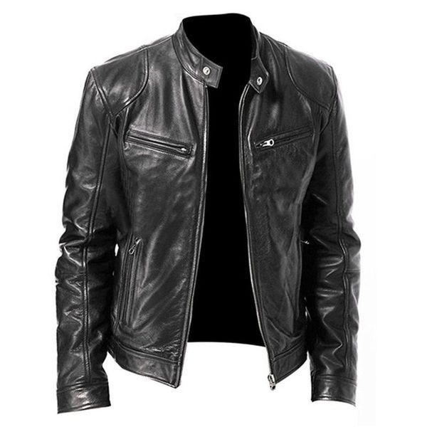 vintage cool solid color leather jacket men casual long sleeve comfortable windproof autumn winter stand collar club coat m0903, Black;brown
vintage cool solid color leather jacket men casual long sleeve comfortable windproof autumn winter stand collar club coat m0903, Black;brown