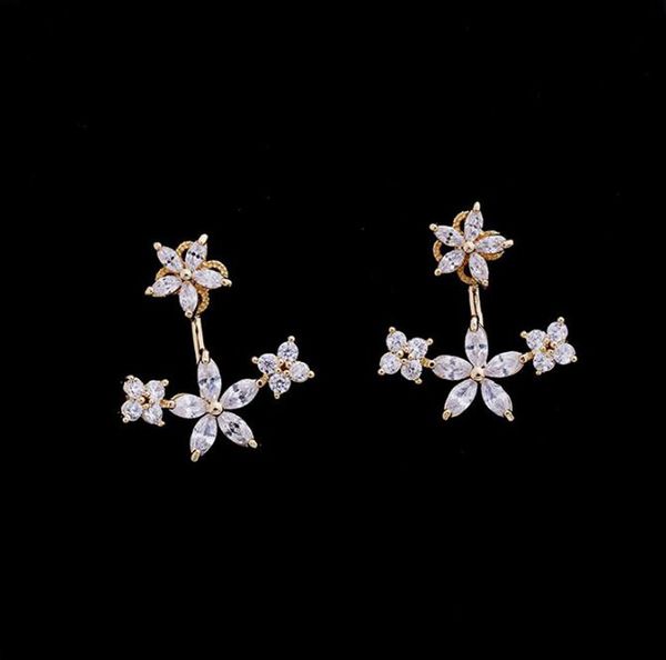 stud luxury zircon crystal flowers earrings gold color dual use jewelry for women, Golden;silver
stud luxury zircon crystal flowers earrings gold color dual use jewelry for women, Golden;silver