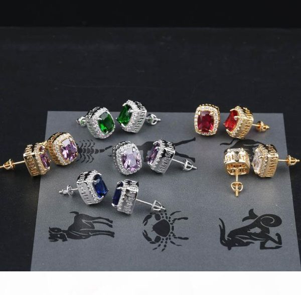 hip hop colorful gemstone ear studs luxury designer mens bling iced out diamond earrings red green blue gem ruby emerald sapphire jewelry, Golden
hip hop colorful gemstone ear studs luxury designer mens bling iced out diamond earrings red green blue gem ruby emerald sapphire jewelry, Golden