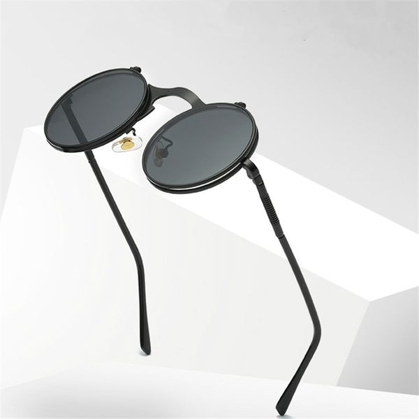 brand round sunglasses women men vintage steampunk flip sun glasses female male metal hip sunglass uv400, White;black
brand round sunglasses women men vintage steampunk flip sun glasses female male metal hip sunglass uv400, White;black