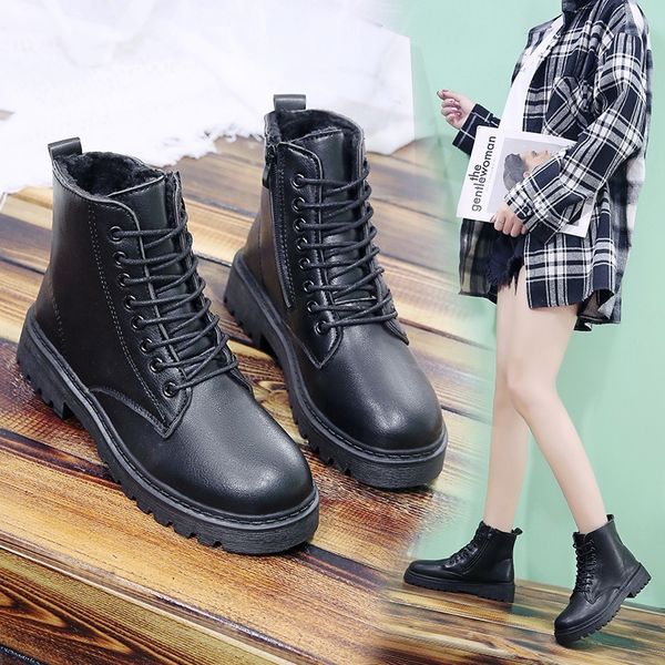 black solid leather boots female ankle boots for women lace up platform warm plush women winter street style casual shoes
black solid leather boots female ankle boots for women lace up platform warm plush women winter street style casual shoes