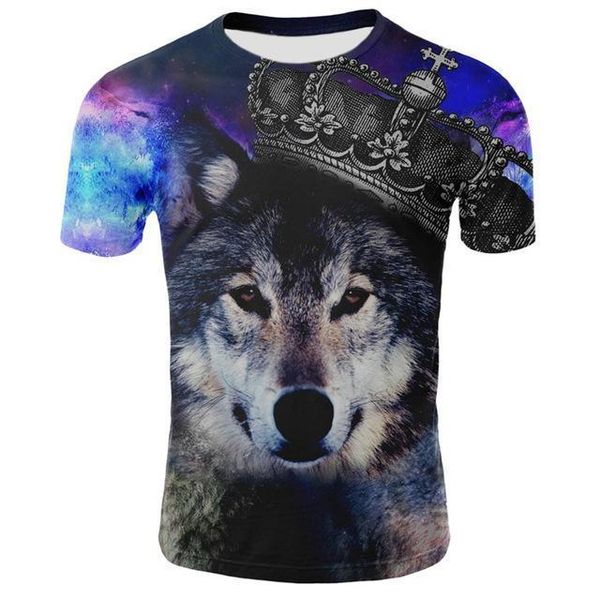 animal male wolf 3d print shirts kawaii plus size horror men clothing