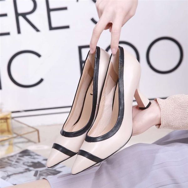 pointed pumps designer shoes women thin high heel genuine leather women shoes wedding bride slip on woman, Black 
pointed pumps designer shoes women thin high heel genuine leather women shoes wedding bride slip on woman, Black