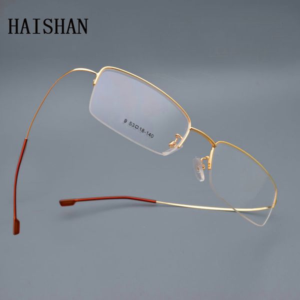 glasses frame half for men and women super light glasses gold wire side thin legs silver thin border fine temple elasticity, Black
glasses frame half for men and women super light glasses gold wire side thin legs silver thin border fine temple elasticity, Black