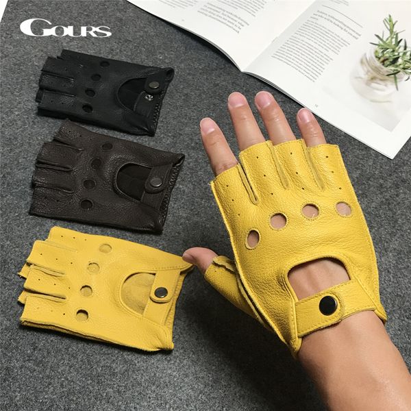 gours winter men' genuine leather fingerless gloves black half-finger gym fitness driving moto soft deerskin gloves gsm008 t200819, Blue;gray
gours winter men' genuine leather fingerless gloves black half-finger gym fitness driving moto soft deerskin gloves gsm008 t200819, Blue;gray