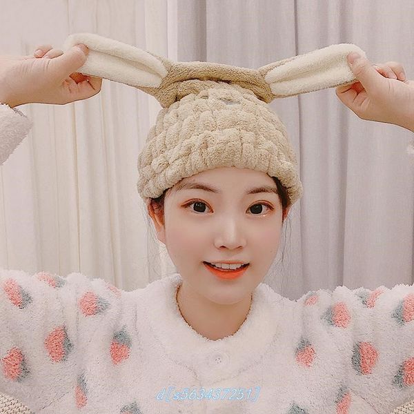 beanie/skull caps cartoon wiping hair cute bag turban dry absorbent quick-drying shower cap fashion, Blue;gray