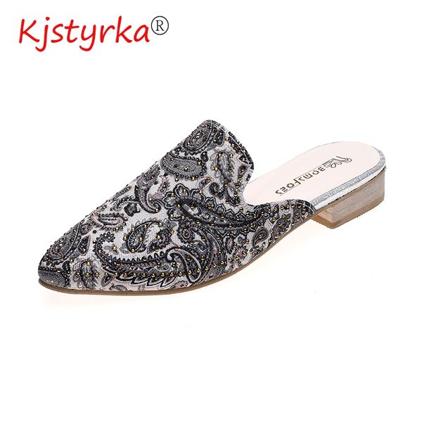 women's shoes fashion slipper pointed toe embroidery half slippers shoes mules for woman summer casual flats, Black
women's shoes fashion slipper pointed toe embroidery half slippers shoes mules for woman summer casual flats, Black