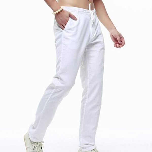 cotton linen pants men's summer casual solid color pants trousers white elastic waist drawstring straight beach home wear, Black
cotton linen pants men's summer casual solid color pants trousers white elastic waist drawstring straight beach home wear, Black