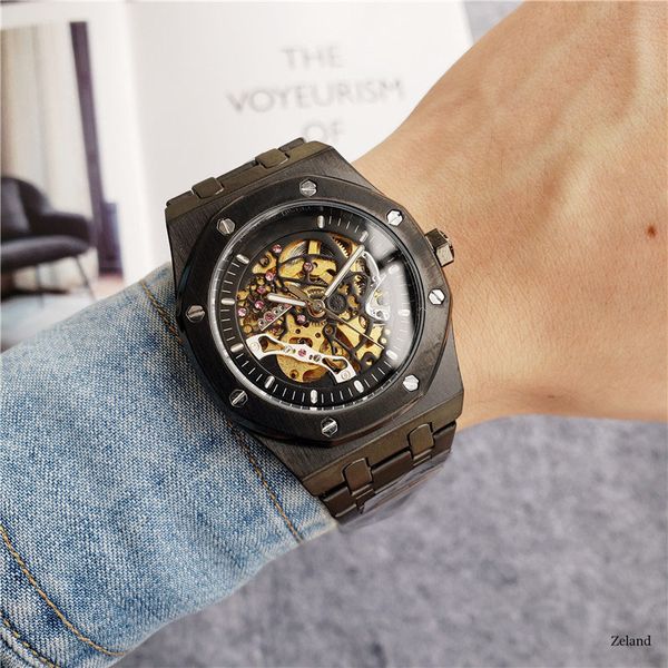 men automatic watch hollow out dial stainless steel mens casual watches christmas optimal male clock montre homme, Slivery;brown
men automatic watch hollow out dial stainless steel mens casual watches christmas optimal male clock montre homme, Slivery;brown