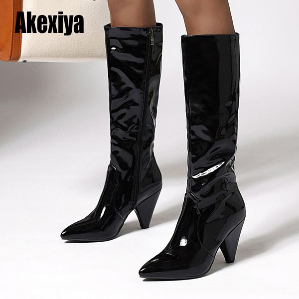 new 2020 autumn shoes women knee high boots pu leather boots women pointed high heels shoes black u752
new 2020 autumn shoes women knee high boots pu leather boots women pointed high heels shoes black u752