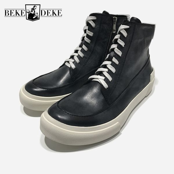 boots street style high-sneakers men genuine leather zipper ankle luxury platform flat shoes vintage winter motorcycle, Black
boots street style high-sneakers men genuine leather zipper ankle luxury platform flat shoes vintage winter motorcycle, Black