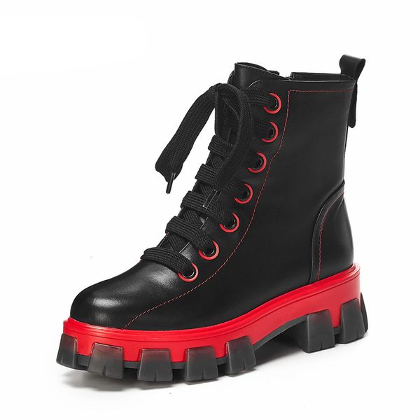 women genuine calf leather round toe ankle boots chunky heels winter platform warm short boots casual sport shoes for woman, Black
women genuine calf leather round toe ankle boots chunky heels winter platform warm short boots casual sport shoes for woman, Black