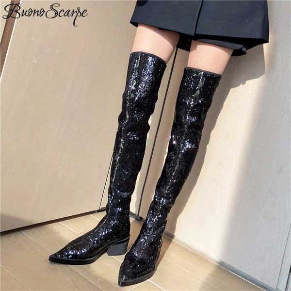 buono scarpe glitter bling bling long boots women thigh high heels botas fenimina pointy chunky over the knee boots prom, Black
buono scarpe glitter bling bling long boots women thigh high heels botas fenimina pointy chunky over the knee boots prom, Black