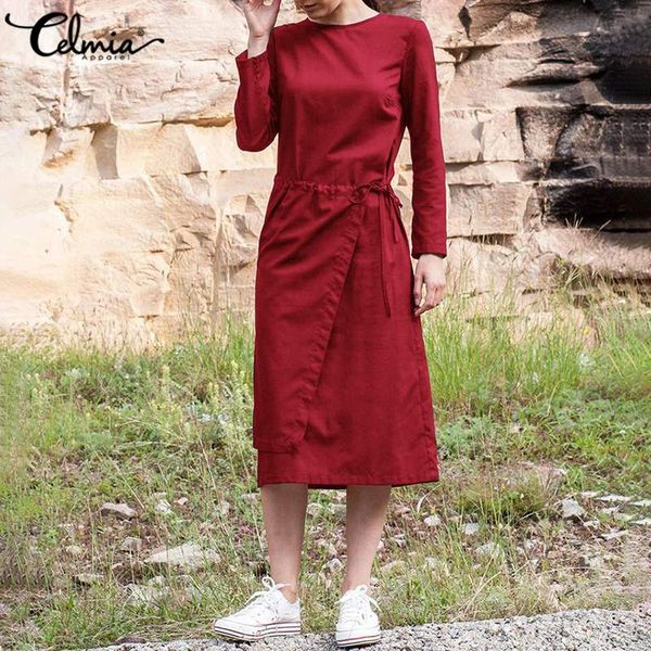 casual dresses celmia vintage solid dress women autumn long sleeve midi loose o-neck lace up elegant party robe office vestidos, Black;gray
casual dresses celmia vintage solid dress women autumn long sleeve midi loose o-neck lace up elegant party robe office vestidos, Black;gray