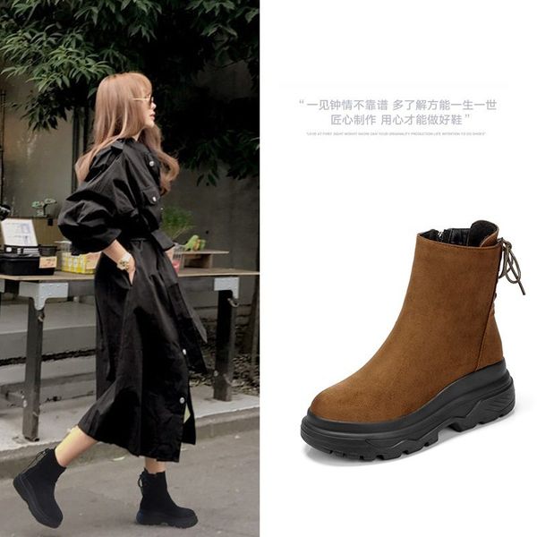women's autumn new style boots suede fashion mid-tube boots thick-soled cold and warm snow women, Black
women's autumn new style boots suede fashion mid-tube boots thick-soled cold and warm snow women, Black