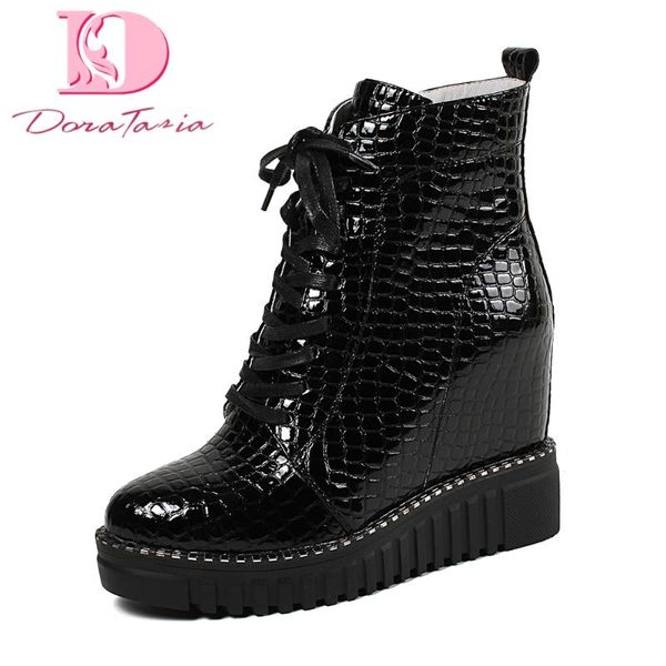doratasia nwe fashion female genuine leather boots pointed toe height increasing boots women 2020 cross tied daily woman shoes, Black
doratasia nwe fashion female genuine leather boots pointed toe height increasing boots women 2020 cross tied daily woman shoes, Black