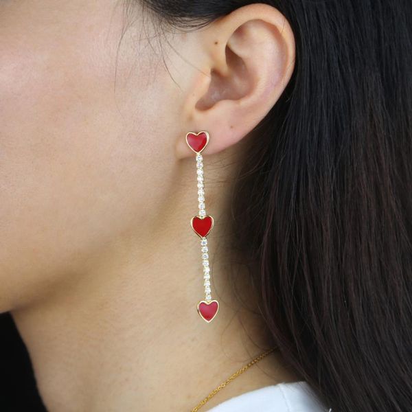 hoop & huggie 2021 fashion colorful red white black enamel cz heart long link tennis chain stud earrings for women girl charm wedding jewelr, Golden;silver
hoop & huggie 2021 fashion colorful red white black enamel cz heart long link tennis chain stud earrings for women girl charm wedding jewelr, Golden;silver
