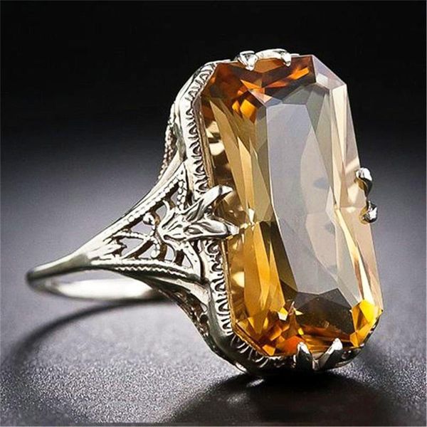 citrine gemstone yellow crystal rings for women vintage carving white silver color jewelry party gifts fashion accessory, Golden;silver
citrine gemstone yellow crystal rings for women vintage carving white silver color jewelry party gifts fashion accessory, Golden;silver