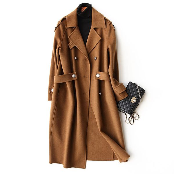 women's wool & blends 2021 fashion 100% coat female autumn winter long jackets women trench coats clothing casaco feminino 37105, Black
women's wool & blends 2021 fashion 100% coat female autumn winter long jackets women trench coats clothing casaco feminino 37105, Black