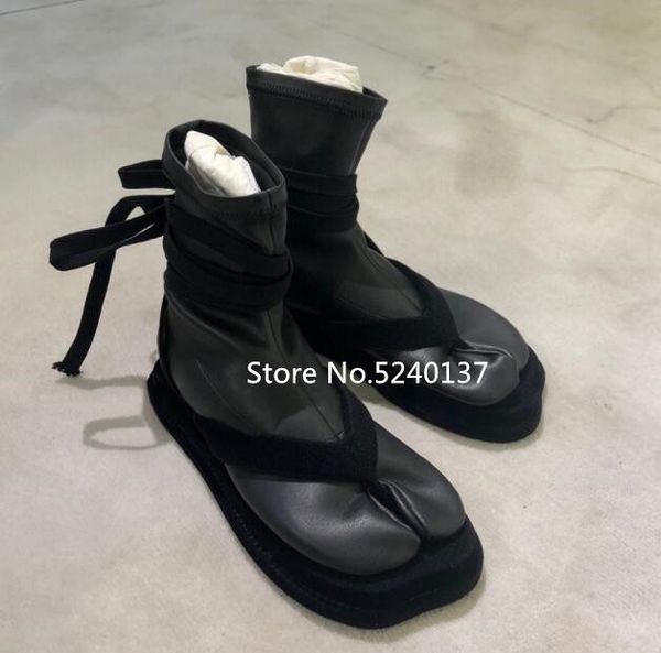 boots split toe black women mid-calf lace-up thick bottom fashion european design flat zapatos de mujer
boots split toe black women mid-calf lace-up thick bottom fashion european design flat zapatos de mujer