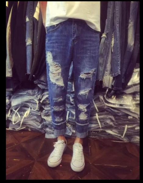 men's jeans fashion preppy style men spring and summer hole tide casual long trousers feet loose straight costumes, Blue
men's jeans fashion preppy style men spring and summer hole tide casual long trousers feet loose straight costumes, Blue
