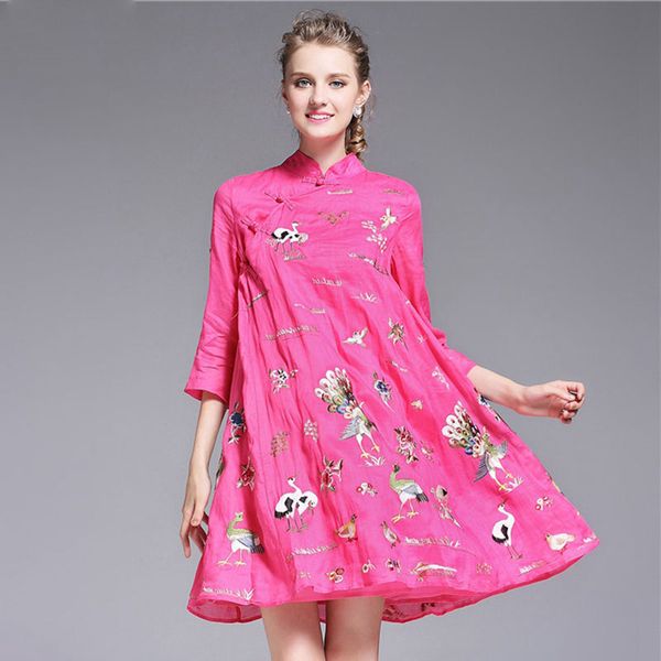 high-end spring summer women chinese style floral embroidery dress cheongsam elegant loose lady linen qipao party dress s-xxxl, Red
high-end spring summer women chinese style floral embroidery dress cheongsam elegant loose lady linen qipao party dress s-xxxl, Red
