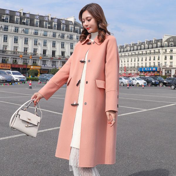 women's wool & blends woolen coat female long section 2021 winter korean version of the loose temperament trumpet buckle, Black
women's wool & blends woolen coat female long section 2021 winter korean version of the loose temperament trumpet buckle, Black