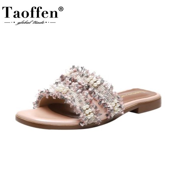 taoffen new women sandals shoes good quality real cow leather slippers fashion pearls square low heels shoes women size 33-41, Black
taoffen new women sandals shoes good quality real cow leather slippers fashion pearls square low heels shoes women size 33-41, Black