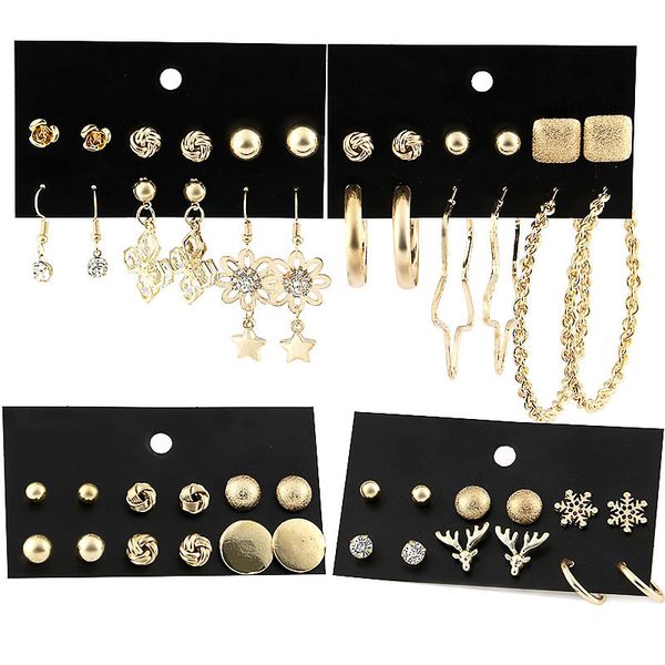 vivilady new tide 6pairs set gold color alloy women stud earrings luxury round imitation crystal dangle party jewelry brincos, Golden;silver
vivilady new tide 6pairs set gold color alloy women stud earrings luxury round imitation crystal dangle party jewelry brincos, Golden;silver