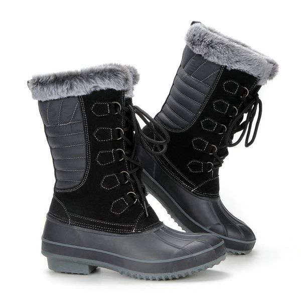 women boots winter keep warm quality mid-calf snow boots ladies lace-up comfortable waterproof booties chaussures femme shoes, Black
women boots winter keep warm quality mid-calf snow boots ladies lace-up comfortable waterproof booties chaussures femme shoes, Black