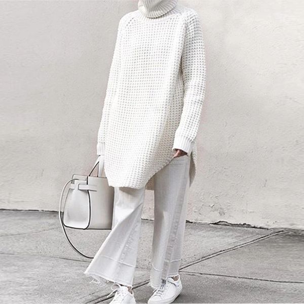 europe and the united states autumn and winter the latest thick high collar large size thick needle line lazy pullover sweater, White;black
europe and the united states autumn and winter the latest thick high collar large size thick needle line lazy pullover sweater, White;black