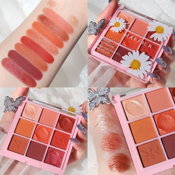 

Earth color Sweet and sexy makeup Daisy 9 color glitter maquillage Blush Matte Shiny powder eyeshadow Pearl light palette disc