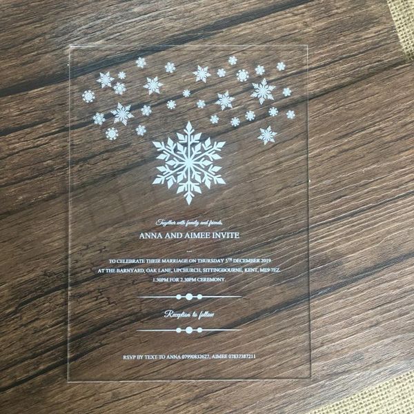 personalize laser cut snowflake wedding invitation card design acrylic card wholesale
personalize laser cut snowflake wedding invitation card design acrylic card wholesale