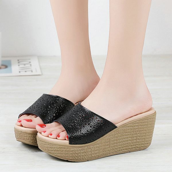 size 35-40 2020 new summer wimen's slippers high heels solid comfortable shoes woman fashion female wedge heel soft sandals, Black
size 35-40 2020 new summer wimen's slippers high heels solid comfortable shoes woman fashion female wedge heel soft sandals, Black