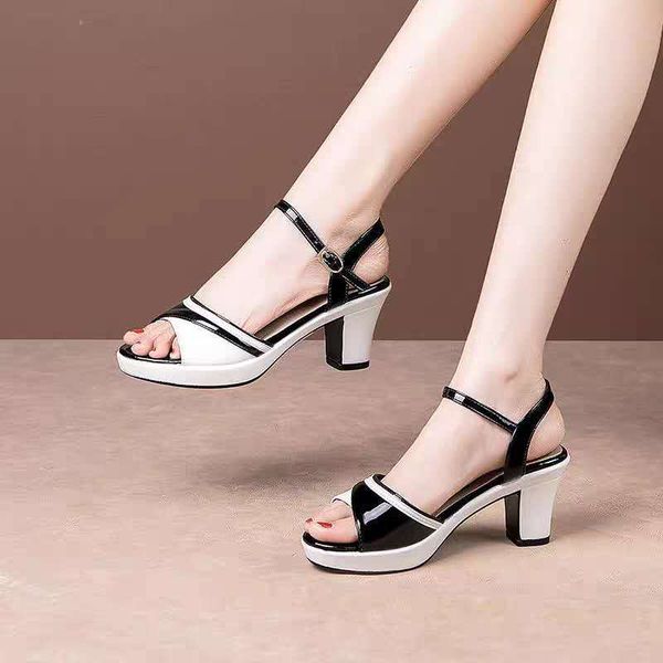 sandals 2021 summer shoes women high heels peep toe elegant ladies square heel 5cm casual woman black white a2506
sandals 2021 summer shoes women high heels peep toe elegant ladies square heel 5cm casual woman black white a2506