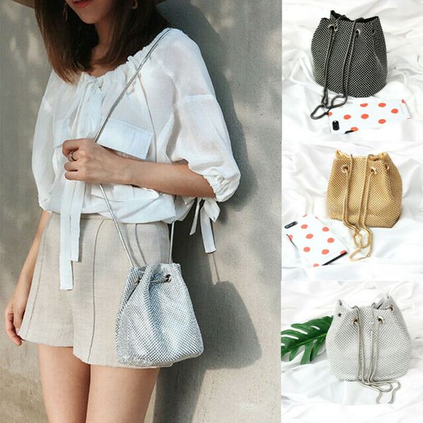 evening bags fashion diamond rhinestone large bucket bag women shoulder purse with tote handbag