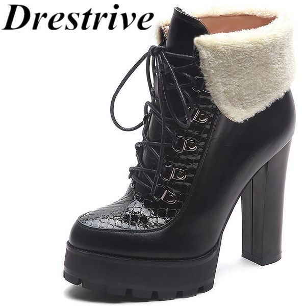 boots drestrive black high heels 12 cm cow leather cross tied platform 2021 winter women's ankle patchwork fur lace up
boots drestrive black high heels 12 cm cow leather cross tied platform 2021 winter women's ankle patchwork fur lace up