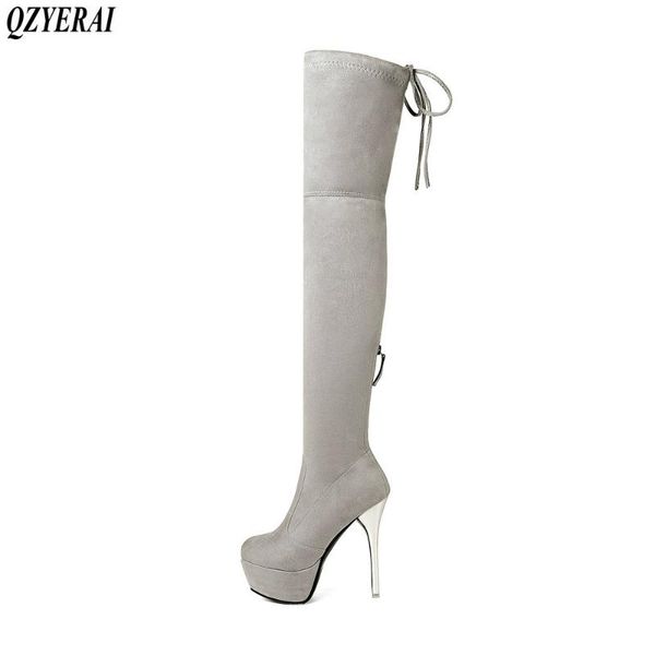 boots qzyerai round head metal high heel comfortable women tight stretch over knee women's shoes european station size 34-43, Black
boots qzyerai round head metal high heel comfortable women tight stretch over knee women's shoes european station size 34-43, Black