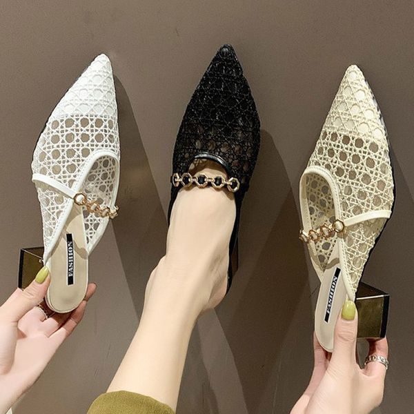 2020 summer fashion women slippers pointed toe medium heeled slides dress shoes hollow outs slippers metal ladies shoes 8189l, Black
2020 summer fashion women slippers pointed toe medium heeled slides dress shoes hollow outs slippers metal ladies shoes 8189l, Black