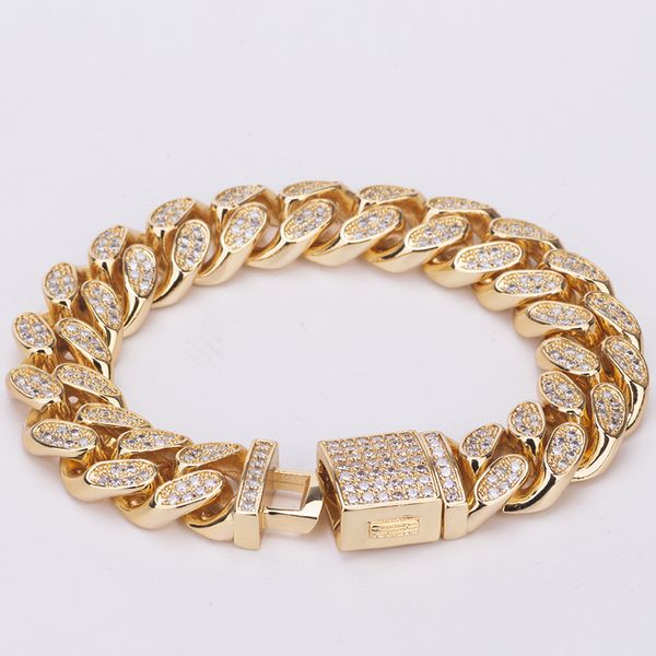 14mm cuban link chain bracelet iced out cz hip hop gold silver color bracelet hip hop punk jewrlry for men women, Black
14mm cuban link chain bracelet iced out cz hip hop gold silver color bracelet hip hop punk jewrlry for men women, Black